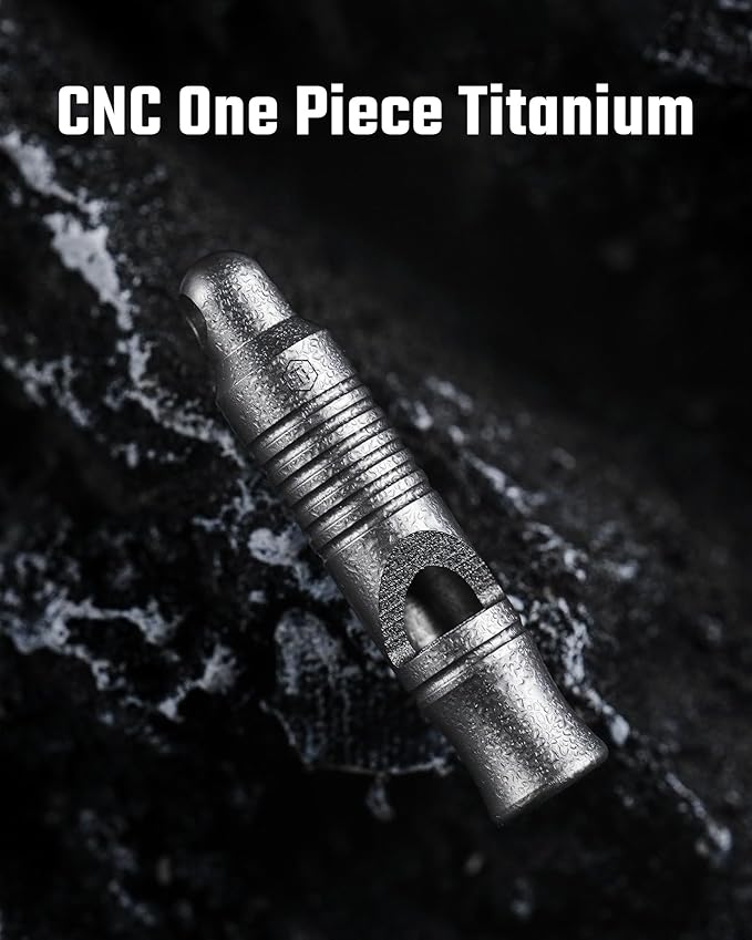 KeyUnity Titanium Emergency Whistle with Metal Lanyard, 120dB+, One-Piece Outdoor Survival Whistle, Ultra-Light, Rustproof