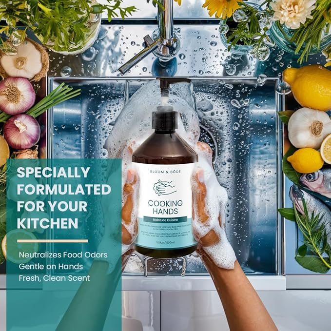 Bloom & Bōde Luxury Liquid Hand Soap - Natural Scented Hand Wash - Gentle Hand Soap with Essential Oils - Fancy Handsoap for Kitchen - Moisturizing Hand Soap, Cooking Hands Scent, 16.9oz