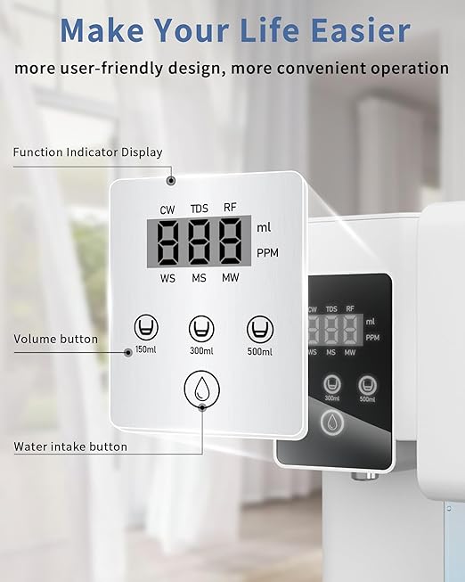 Reverse Osmosis System Countertop, Portable 5 in 1 RO Water Filtration System, 3:1 Pure to Drain Ratio Purifier, TDS & Filter Monitor, Water Filter for Home, Office, RV White
