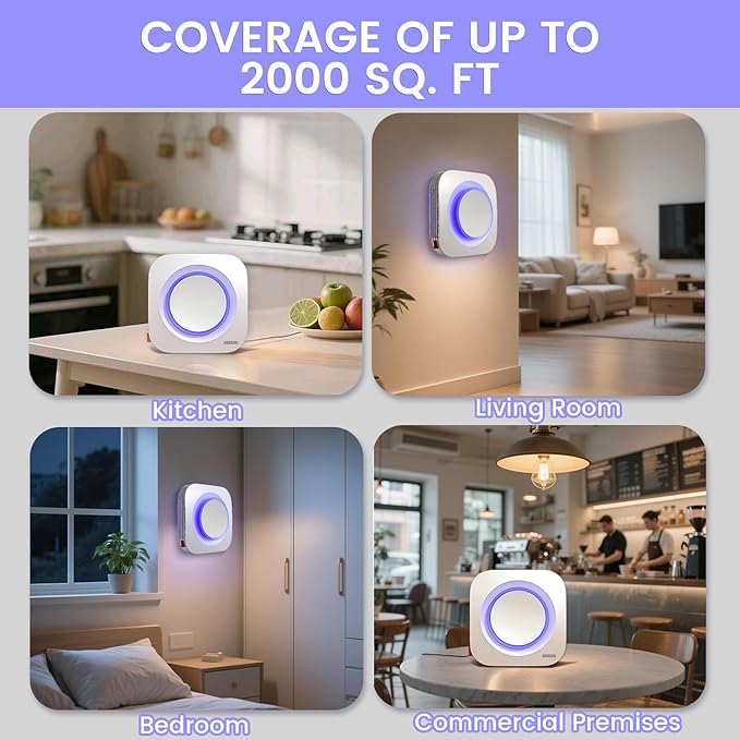 Bug Zapper Indoor–2025 Updated Mosquito Killer with Dual Wavelengths & Strong Suction Trap, 2800V High-Voltage Electric Fly Zapper for Home/Office/Backyard/Camping(USB & Adapter Included)