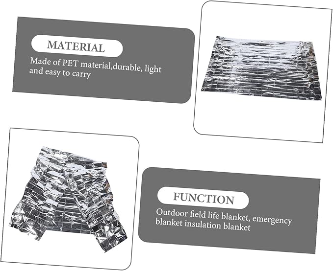 Mikinona 10Pcs Emergency Blanket Windproof Thermal Insulation Outdoor Warming Blanket for Camping Hiking and First Aid