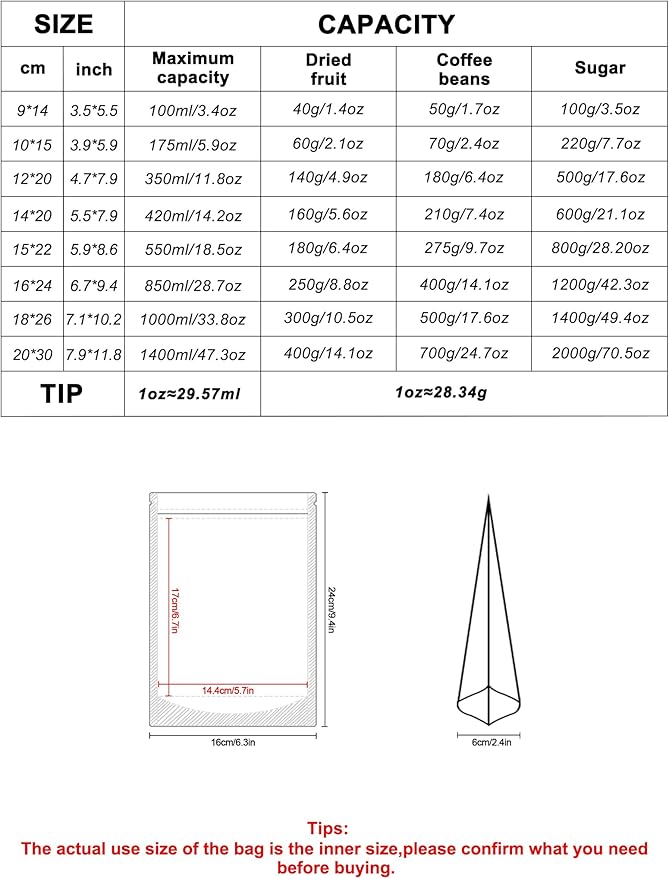 FireKylin 100 PCS Stand Up Pouches,6.3" x 9.4" Paper Bags With Window Clear Front Pouches Resealable Zipper Food Storage White