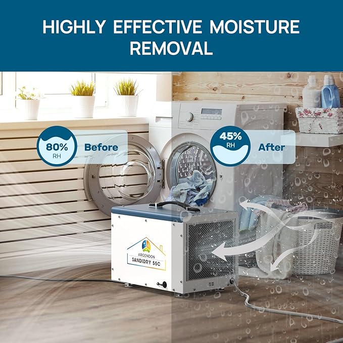 ARGENDON Commercial Dehumidifiers with Pump and Drain Hose for Crawlspace, Basement, 120 PPD Crawl Space Dehumidifier for Large Spaces, Job Site, Auto Defrost, 5-Year Limited Warranty