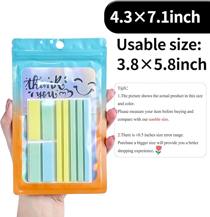 100 Pack Resealable Plastic Bags for Food Storage, Zipper Bags with Clear Front Window, Packaging Pouch for Small Business (Green & Orange, 4.3x7.1 inch)