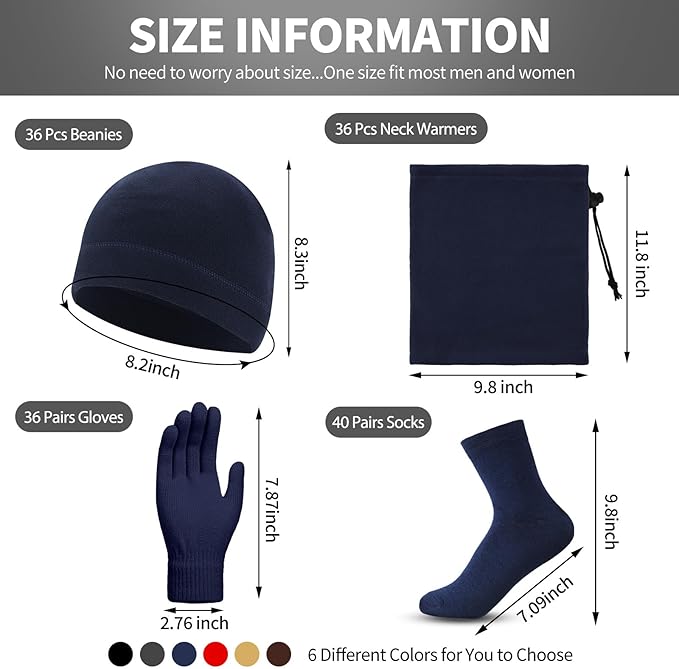 Liitrsh 148 Pcs Bulk Winter Fleece Hats Gloves Scarf Sock Sets for Men Women, Beanies for Homeless Donation Charity Bundle