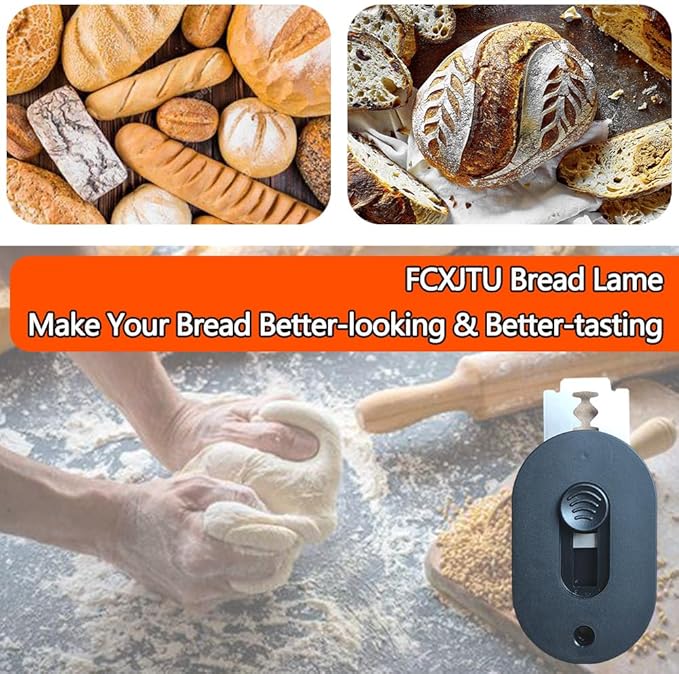 FCXJTU Extractable & Magnetic Bread Lame Dough Scoring Tool, Bread Scoring Knife, Professional Sourdough Scoring Tool for Bread Bakers, Bread Making Tools with 5 Razor Blades (Black)