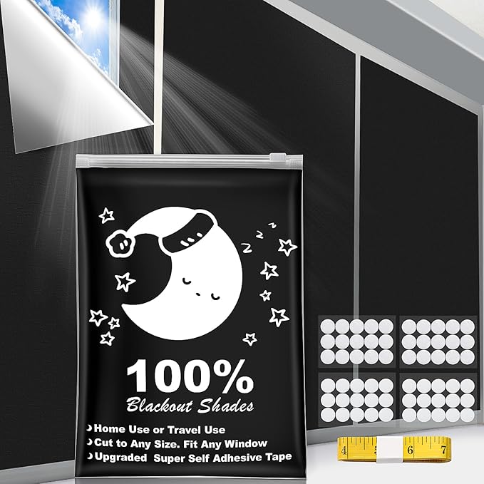 Portable Blackout Curtains (157" x 57"), 100% Blackout Material for Baby Nursery, Bedroom, Dorm Room, or Travel Use