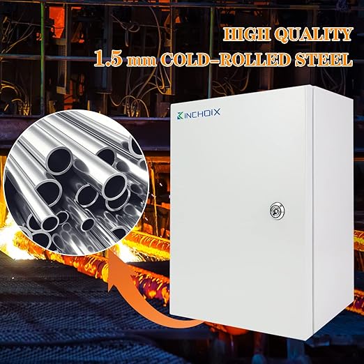 Outdoor Electrical Box 16 x 12 x 8'' NEMA 4X Enclosure Waterproof Steel Box Electrical Lockable Junction Box Outdoor Electrical Enclosure 16''