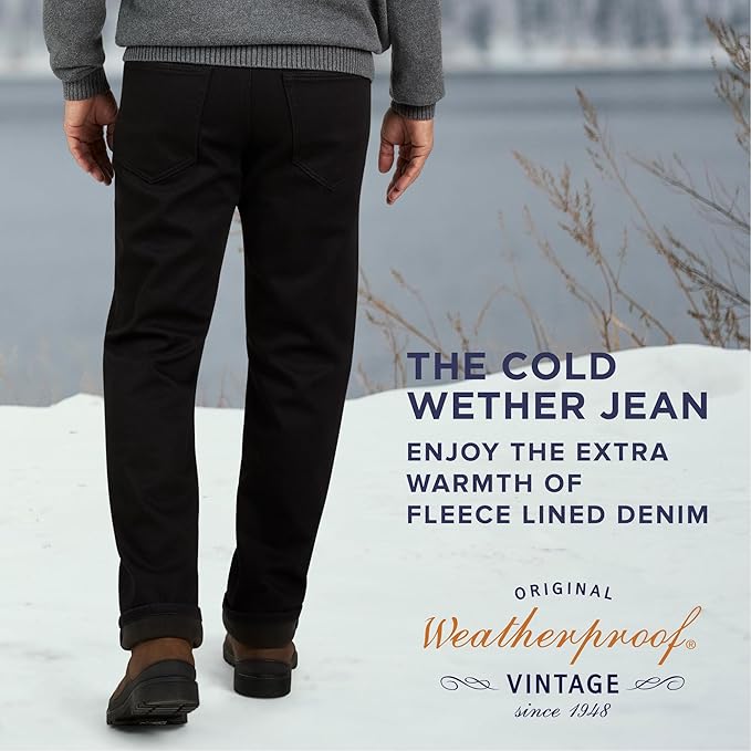 Weatherproof Vintage Fleece Lined Jeans Men - Regular Fit | Soft & Warm, Cold Weather Insulated Fleece Winter Pants for Men