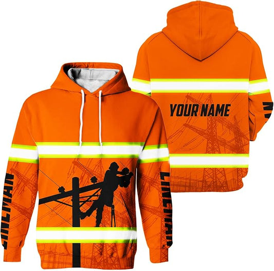 Matedecor High Visibility Hi Vis Hoodie for Men - Jobs Collection Custom Name Class 3 Reflective Safety Workwear