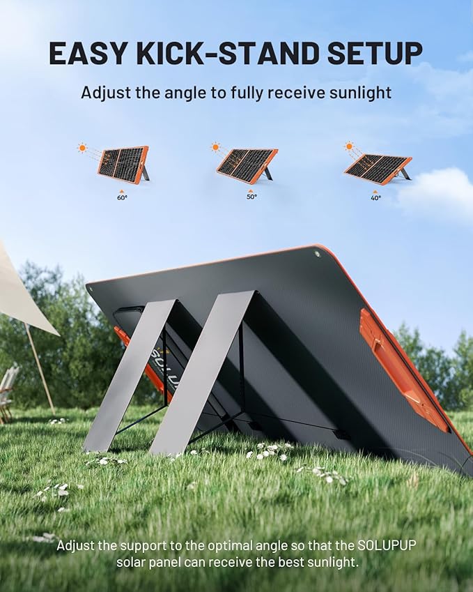 60W Portable Solar Panel, IP65 Waterproof Foldable Solar Panels for Power Station, 23% High Efficiency Solar Charger with QC3.0 USB-A & USB-C Outputs & 2 Kickstands for Outdoor Camping RV Trip