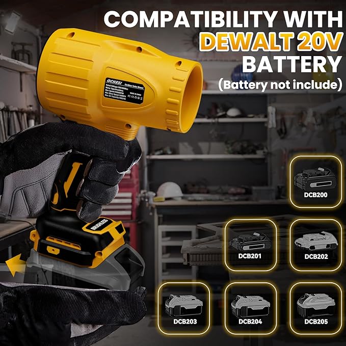 Electric Cordless Leaf Blower Dust Blower for Dewalt 20V Max Battery, High-Speed Brushless Motor Handheld Jet Fan Air Blower for Patio Cleaning, Lawn Care, Blowing Leaves and Dust (No Battery/Charger)
