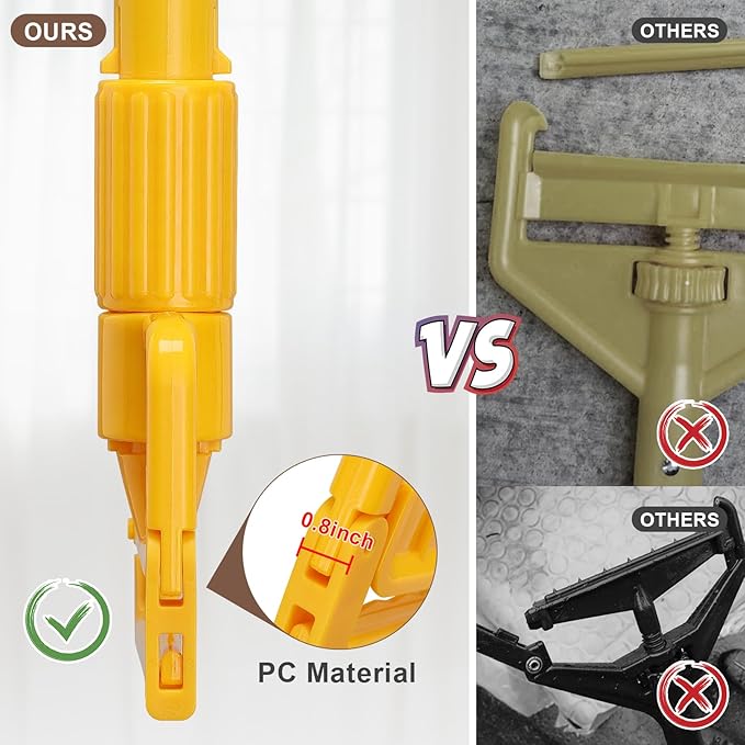 Mop Handle Commercial Heavy Duty, 60 inch Metal Commercial Mop Stick,Side Gate Mop Head Replacement Holder for Floor Cleaning,Clamp Mop Handles Quick Change for Wet Mop (2)