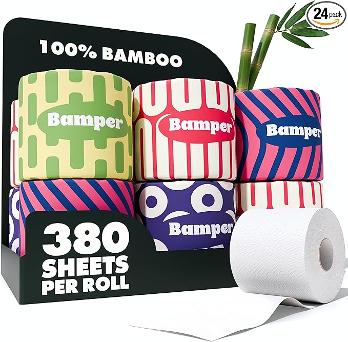 Bamboo Toilet Paper, 3-Ply & 380 Sheets, Soft & Strong Organic Bath Tissue, Chemical-Free & Hypoallergenic, Septic Safe, PFAS-Free, Tree-Free Bathroom Tissue (24 Extra-Large Rolls)