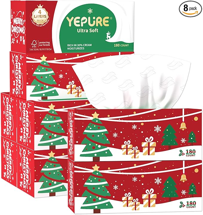 Ultra Care Facial Tissues,With 30% Lotion - 4-Ply Soft Tissues for Sensitive Skin, Soothing & Gentle, 180 Ct Value Pack Facial Tissue Boxes