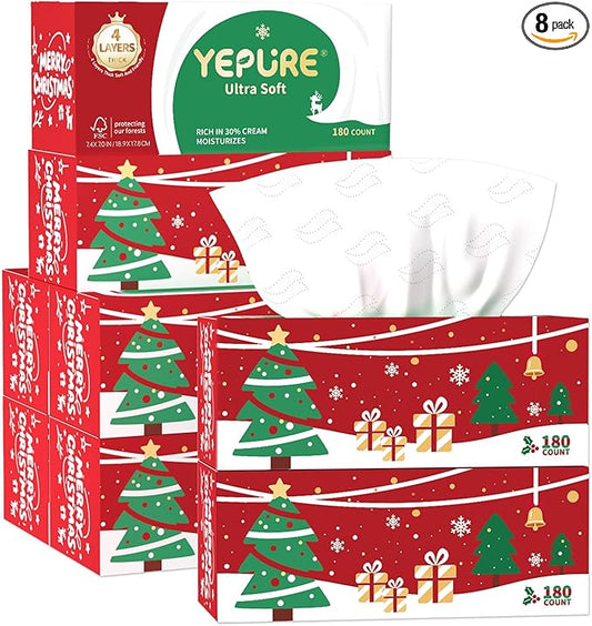 Ultra Care Facial Tissues,With 30% Lotion - 4-Ply Soft Tissues for Sensitive Skin, Soothing & Gentle, 180 Ct Value Pack Facial Tissue Boxes