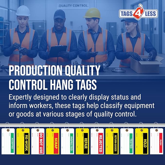 Tags 4 Less Production Quality Control Hang Tags – Equipment Preventative Maintenance Labels, for Easy Record-Keeping for Inventory Status (Inspected, Pack of 100)