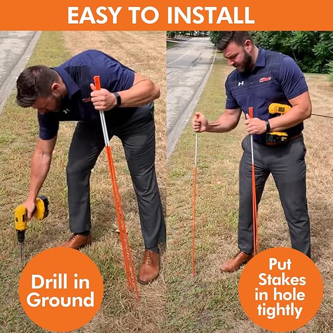 5ft Green Pro Snow Stakes - 60" x 5/16" Driveway Markers, Pointed Tip, Hy Viz Reflective Tape, Armor Cap (Choose Quantity) (600)
