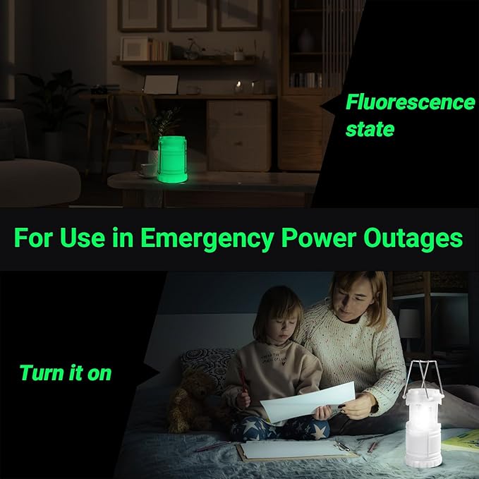 KUNHE LED 20 Pack Glow-in-The-Dark Camping Lanterns Battery Powered (Includes 60 AA Alkaline Batteries) 350 Lumens IPX4 Water Resistant Lanterns for Power Outages Emergency Hurricane Storms