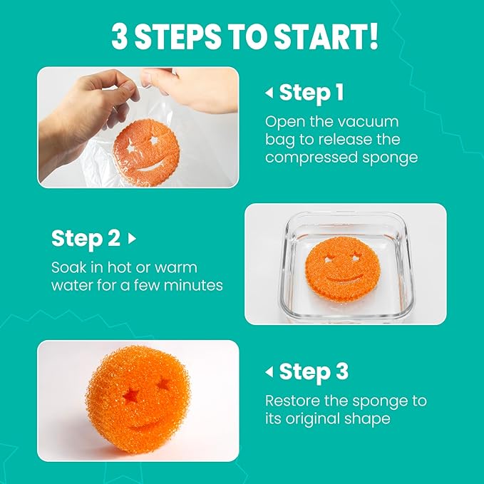 HELIME Scrub Sponges Dish Scrubber, Non Scratch Multi Functional Color Sponge, Dual Sided Temperature Controlled Pads, Safe for Household Cleaning, Mess and Odor Resistant BPA Free Polymer Foam