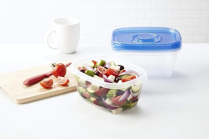 Glad GladWare Deep Dish Food Storage Containers, Large Rectangle - Meal Container Holds up to 64 Ounces of Food - Lock Tight Seal, 3 Count - 6 Pack