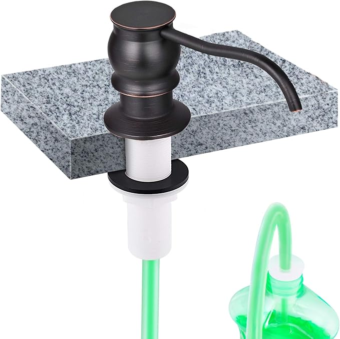 SAMODRA Soap Dispenser for Kitchen Sink, Brass Pump Head Oil-Rubbed Bronze Finish Built in Design with 39” Extension Tube Directly to Soap Bottle, No More Messy Refills(No Bottle)