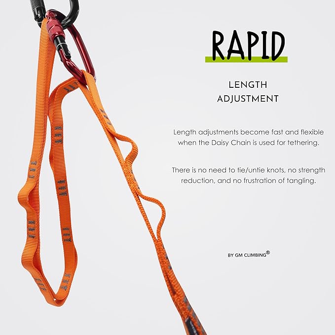 GM CLIMBING 16mm Nylon Daisy Chain Sling 22kN 120cm / 48in CE UIAA Certified for Leading Aid Climb Ascender Rigging Hammock Suspension