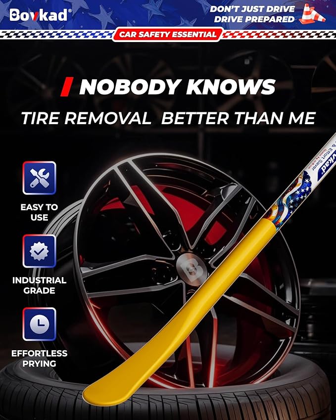 30" Heavy‑Duty Tubeless Truck Tire Iron Kit, 2‑Pack Oversized Solid‑Steel Mount/Demount Tire Spoons Bars, Rust‑Proof Anti‑Slip Grip-Essential Tire Removal Tool for Car, SUV & Truck(Yellow)