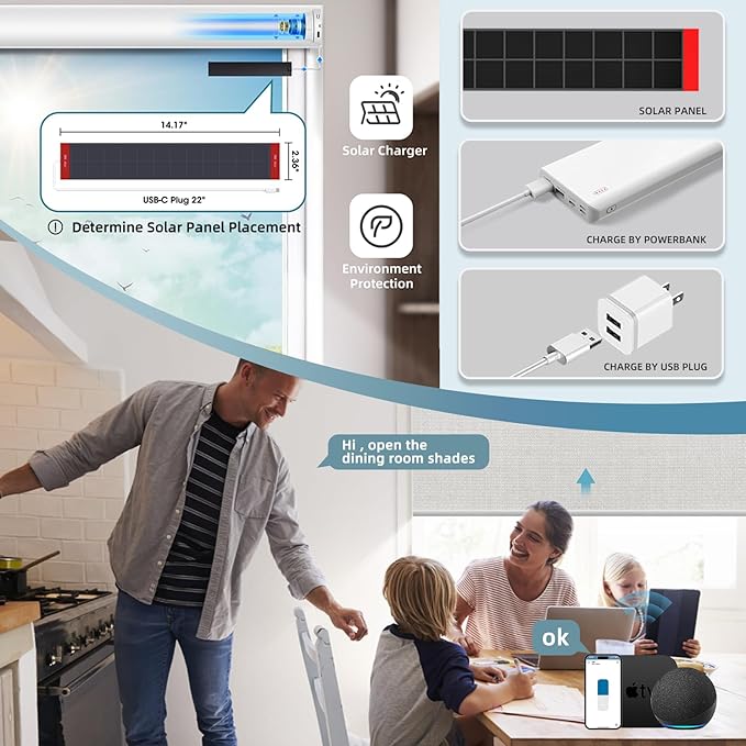 SmartWings Motorized Roller Shades Work with Homekit, Alexa Google, 100% Blackout Smart Blinds for Windows, Cordless Remote Control Window Shades, Vigor White, Customized Size