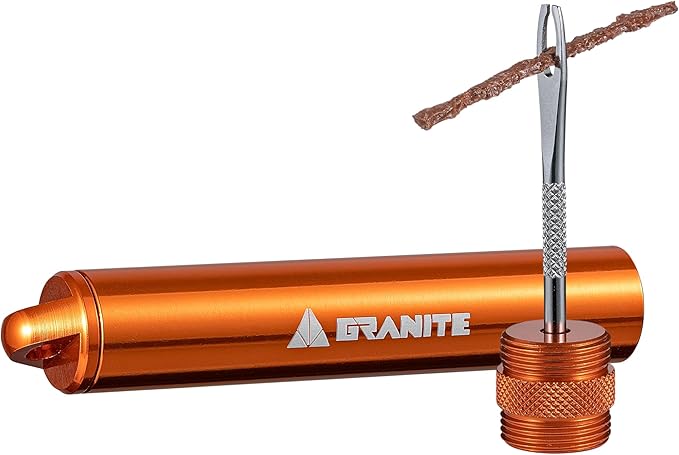 Granite Suture Tire Plug Kit, Compact Tubeless Flat Bicycle Tire Repair Kit with 2 Size Tire Plugs, Fix Mountain Bike and Road Bike Tire Punctures
