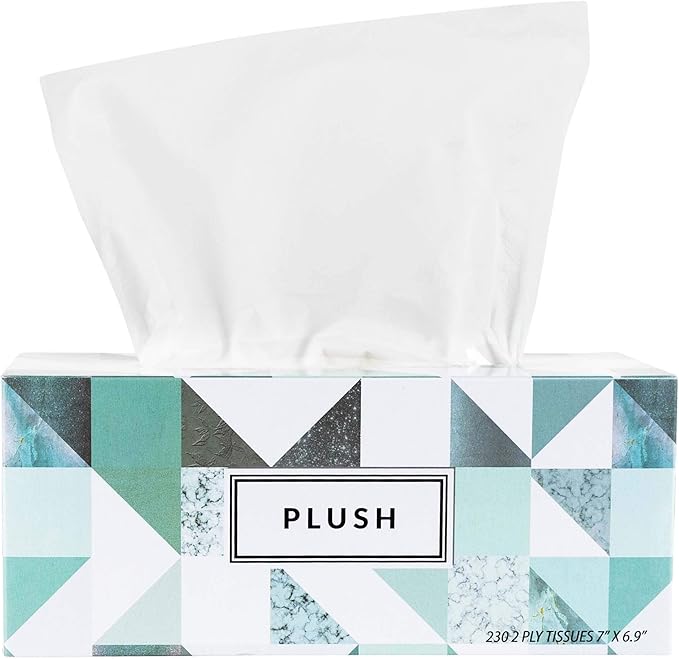 Plush Facial Tissues 130 Per Box Size 7" X 6.9" 2 Ply,Soft, Smooth, Great for Bathroom, Office, Store, School,Home, Kitchen, Or in Your Car & in Every Room (Family pack Pack of 30, 3900 Tissues total)