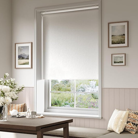 Cordless Roller Shades Blackout Blinds for Windows Room Darkening Rolled Up Shades with Spring System, UV Protection Window Shades Door Blinds for Home and Office (White, 45" W x 72" H)