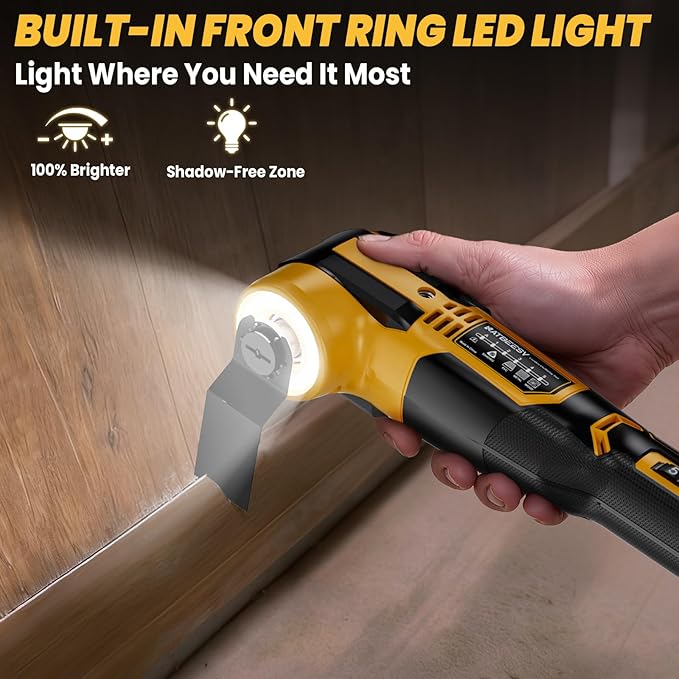 Upgraded Oscillating Multi-Tool Compatible with DeWalt 20V Battery, Cordless Oscillating Tool with Multi-Damp Suspension System, Brushless Motor, 21000 OPM & 4.5°Swing for Fast Smooth Cutting