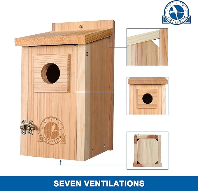 Bluebird Houses for Outside, Blue Bird Houses for Outdoors, Premium Bird House, Pack of 2 Bluebird House, Wooden Birdhouses Kits for Adults for Durable Yard Decor