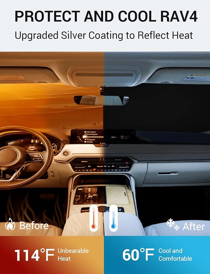 Proadsy 2025 Upgrade Windshield Sun Shade Custom Fit Mazda CX-90 2024 2025 Foldable Front Sunshade Protector Sun Visor Blocks UV Rays Keep Car Cooler Accessories