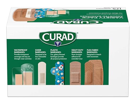 Curad Family Bandage Variety Pack, 4 Styles Included Waterproof, Galaxy, Flex-Fabric, Heavy Duty, 175 Bandages