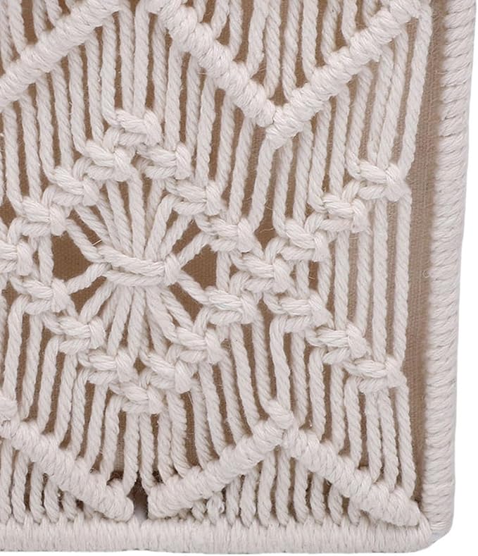 Tissue Box,lace Square Open Tissue Box,Cover Boho Decor Square Holder Woven Macrame Napkin Facial Paper Organizer Home Decor for Bedroom Living Room