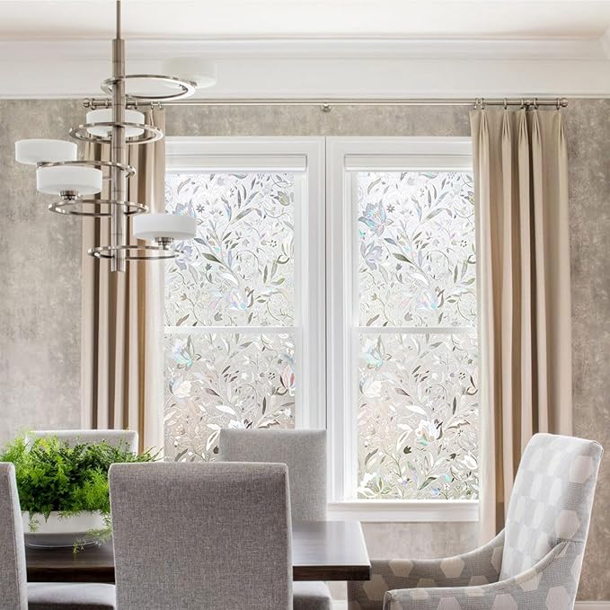 Kromapolis Window Film, Window Privacy Film, Window Vinyl Glass Covering, Stained Glass Decorative Film, Window Film Privacy Frosted Static Clings, Non-Adhesive, No-Glue (17.5X 118.1inch)
