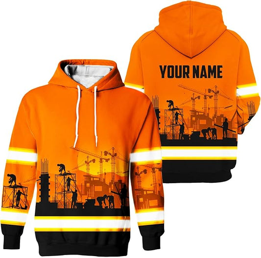 Matedecor High Visibility Hi Vis Hoodie for Men - Jobs Collection Custom Name Class 3 Reflective Safety Workwear