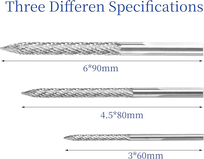 Tire Repair Drill Bits, 3-Piece Professional Kit with 1/8” 3/16” 1/4” Sizes, High-Speed Steel for Rubber Cleaning & Plug Installation（CB-M03H）