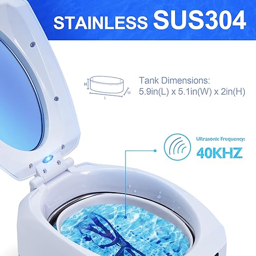Jewelry Cleaner, Professional Ultrasonic Jewellery Cleaner with Timer, Portable Household Jewelry Cleaning Machine for Eyeglasses, Rings, Razors, Coin, Earrings, Necklaces, Watches, Denture 750 mL