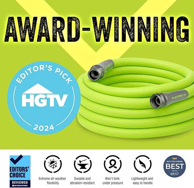 Flexzilla Garden Utility Hose 5/8 in. x 15 ft., Lightweight All-Weather Water Hose, Durable and Flexible, Leak-Free Connections