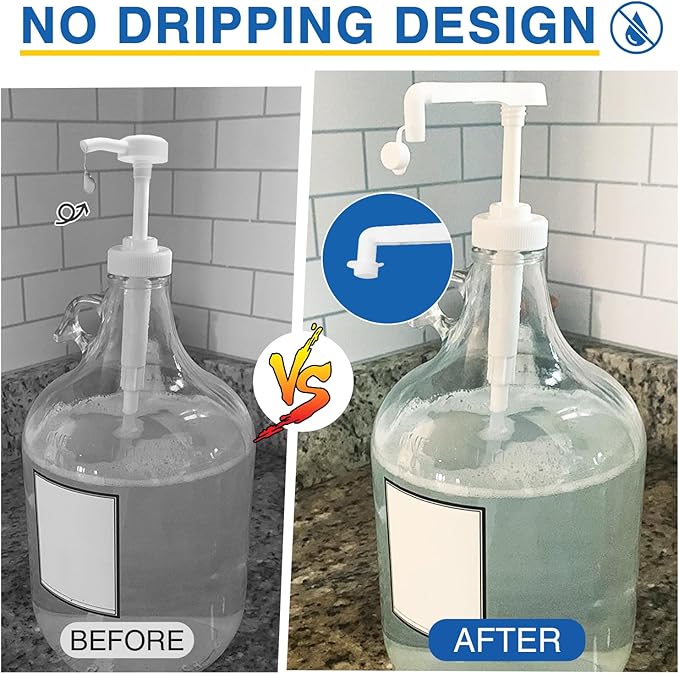 4Pcs Gallon Jug Syrup Pump Dispenser, 38-400 Leak Proof Pump for Gallon Jug - Lotion Shampoo Pump Cap Included, Fits 1 Gallon Bottle 64oz 128oz Shampoo Laundry Detergent Containers