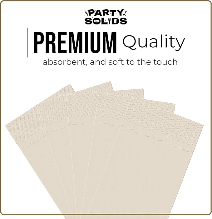 Ivory Dinner Napkins Disposable 8" x 4" Folded - 40 Pcs 2 Ply Ivory Napkins Disposable Paper Guest Towels for Bathrooms, Dinners, Everyday Parties & Party Supplies