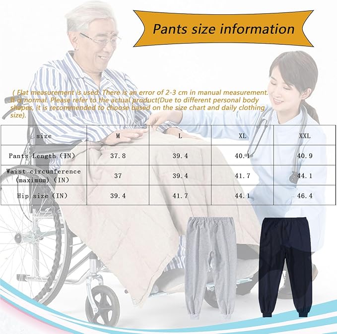 TPU Incontinence Pants,Washable Elastic Adjustable Patient Care Trousers,Adult Incontinence Leak-Proof Pants,Ideal for Bedridden Patients, Elderly, Mobility Impaired(Gray,L)