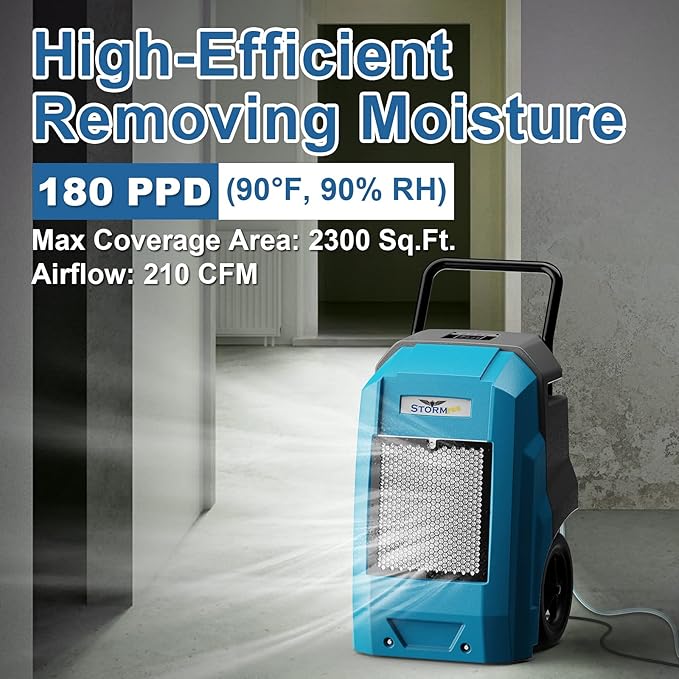 ALORAIR 180 Pints Smart WiFi LGR Commercial Dehumidifier with Pump Drain Hose, 2,300 Sq.Ft Dehumidifier Portable Industrial Dehu with Wheels for Water Damage Restore, Basements, Garages, and Job Sites