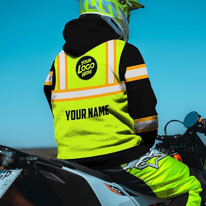 Matedecor High Visibility Hi Vis Hoodie for Men - Jobs Collection Custom Name Class 3 Reflective Safety Workwear