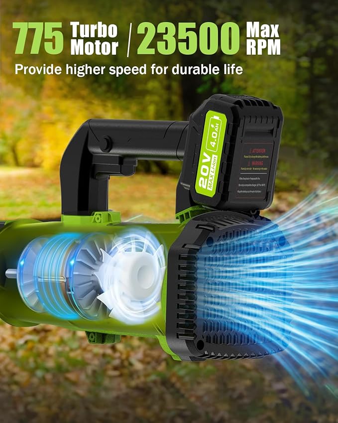 Cordless Leaf Blower - 2x4Ah Battery, 530CFM 170MPH, Powerful Battery Powered Leaf Blower Cordless with Battery and Charger, 7-Speed Control, 2 Extended Tubes for Yard, Lawn & Garden
