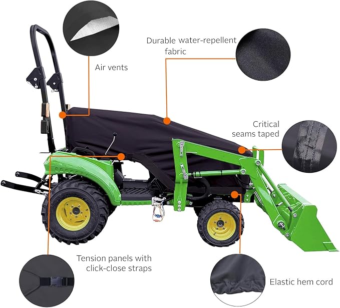 Tractor Cover Waterproof Compatible with Kubota,John Deere,Mahindra, Bobcat,Compact Utility Tractor Cowling Cover Heavy Duty Tractor Accessories
