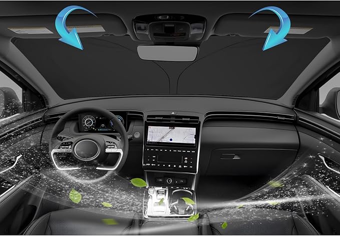 SKTU 2024 2025 Tucson Front Windshield Sunshade for 2022-2025 Hyundai Tucson/Santa Cruz/ 2023-2025 Kia Sportag e Windshield Sunshade for Blocks UV Rays and Blocks Heat and Sun Keeps Vehicle Cool